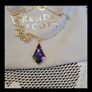 Kendra Scott Faceted Alex Gold Necklace In Irredescent Blue Goldstone